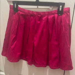 Hot Pink pleated Satin Mini Skirt